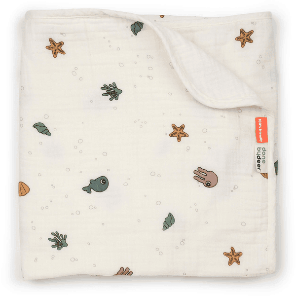 Done By Deer Manta De Bebé Muselina Sea Friends Beige