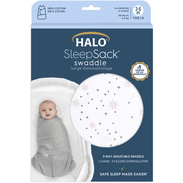 HALO® SleepSack® Saco De Dormir Envolvente 1,5 TOG Midnight Moons Pink - Imagen 2