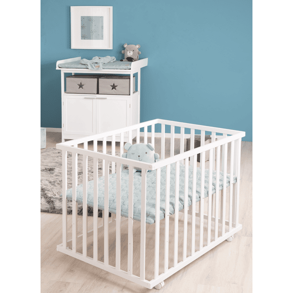 Roba Parque Infantil / Corralito De Bebé 75 X 100 Cm Blanco Style Frosty Green Stars - Imagen 2