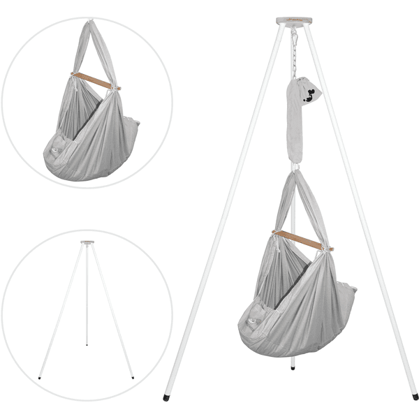 SCHMUSEWOLKE Cuna Colgante Baby Bio Gris Con Tipi Blanco - Imagen 2