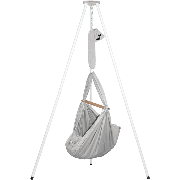 SCHMUSEWOLKE Cuna Colgante Baby Bio Gris Con Tipi Blanco
