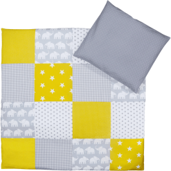 Ullenboom Set De Ropa De Cama De Bebé Elephant Yellow 80 X 80 Cm + 35 X 40 Cm